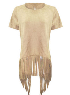 Faux Suede fringed top on eBay under $30