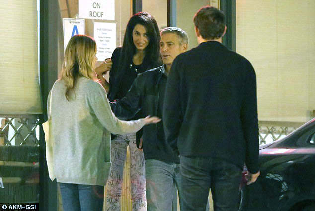 7 For All Mankind The Skinny in White Snake print seen on Amal Clooney